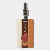 Brawn Orange Ivory Getrocknete Blätter Gepäckmarke Gepäckanhänger (Vorderseite vertikal)