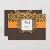 Brawn Orange Leopard Print Wedding RSVP Karten (Vorne/Hinten)