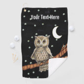 Brawn Owl Golden Eyes Necklace auf Branntwein Moon Golfhandtuch (Insitu)