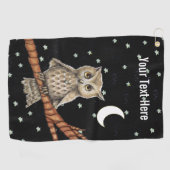 Brawn Owl Golden Eyes Necklace auf Branntwein Moon Golfhandtuch (Horizontal)