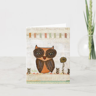 Brawn Owl Mixed Media Rustikale Kunst Karte