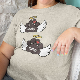 Brawn Paws Red Heart Angel Wings 2 Hunde Gedenkstä Tri-Blend Shirt