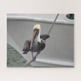 Brawn Pelican Balancing on a Rope, Florida Puzzle