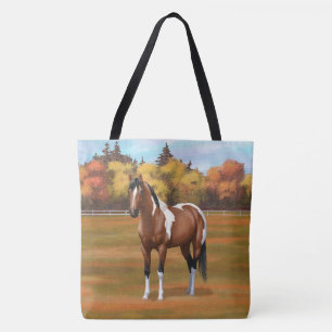 Brawn Pinto Bay Paint Horse im Herbst Weide Tasche