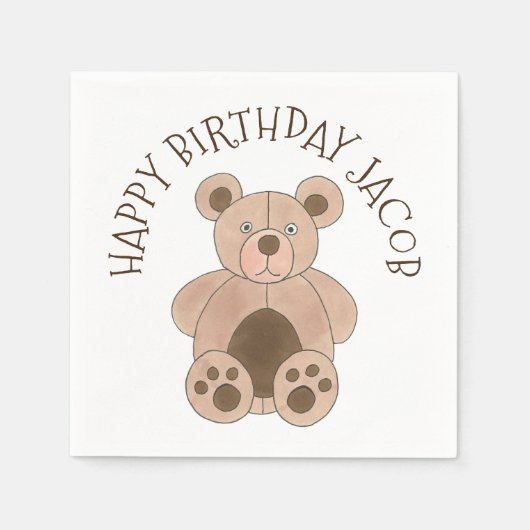 Brawn Plush Toy Teddy Bär gestopfte Tier Geburtsta Serviette (Vorderseite)