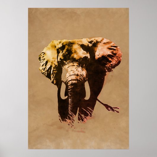 Brawn Pop Art Elephant Tinte Paint Poster (Vorne)