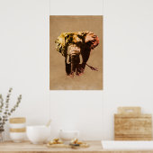 Brawn Pop Art Elephant Tinte Paint Poster (Küche)