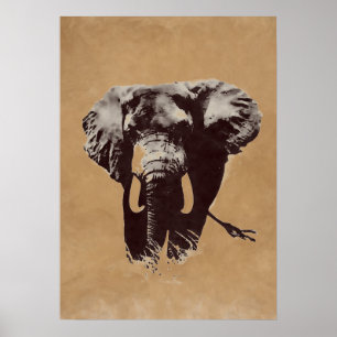 Brawn Pop Art Elephant Tinte Paint Poster