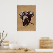 Brawn Pop Art Elephant Tinte Paint Poster (Küche)