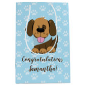 Brawn Puppy Dog Blue Paw Printbeutel Mittlere Geschenktüte (Vorderseite)