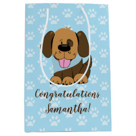 Brawn Puppy Dog Blue Paw Printbeutel Mittlere Geschenktüte