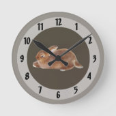 Brawn Rabbit Runde Wanduhr (Vorderseite)