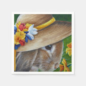 Brawn Rabbit Spring Bonnet Wasserfarben Kunst, Dic Serviette (Vorderseite)
