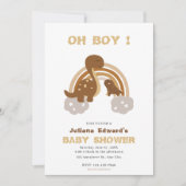 Brawn Rainbow Dinosaur niedlich Little Baby Boy Du Einladung (Vorderseite)