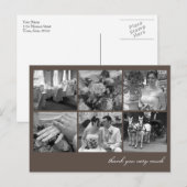 Brawn Raster Collage 6 Foto Erinnerungen danke Postkarte (Vorne/Hinten)