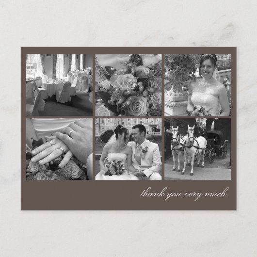 Brawn Raster Collage 6 Foto Erinnerungen danke Postkarte (Vorderseite)