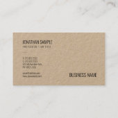 Brawn Real Kraft Paper Moderne elegante Vorlage Visitenkarte (Rückseite)