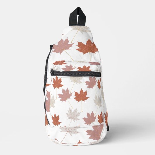 Brawn Red Autumn Floral Blätter Y2K Muster Crossbody Bag (Vorderseite)