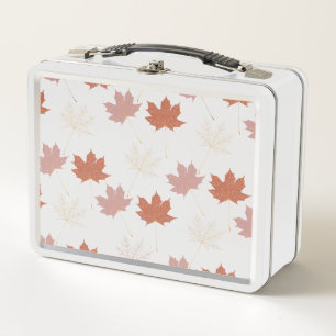 Brawn Red Autumn Floral Blätter Y2K Muster Metall Brotdose