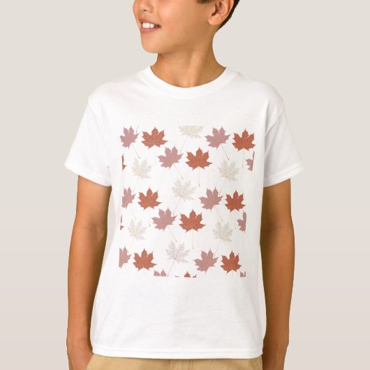 Brawn Red Autumn Floral Blätter Y2K Muster T-Shirt (Vorderseite)