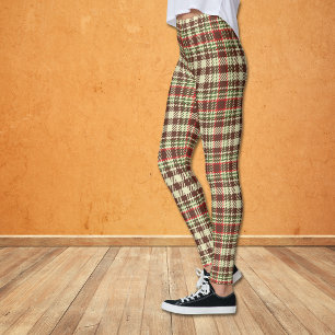 Brawn Red Green Karo Kariertes Muster Leggings
