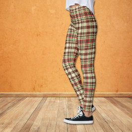 Brawn Red Green Karo Kariertes Muster Leggings