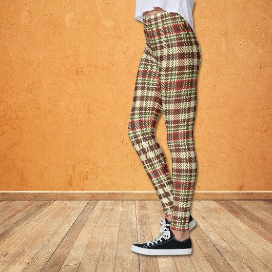 Brawn Red Green Karo Kariertes Muster Leggings