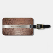 Brawn Reptile Digital Leather Titanium Metal Gepäckanhänger (Vorderseite horizontal)