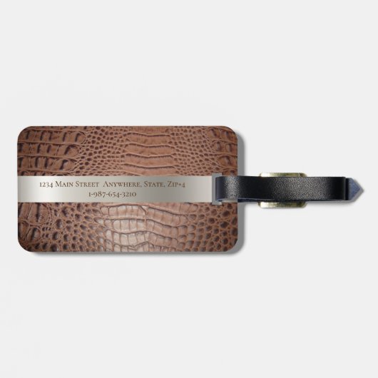 Brawn Reptile Digital Leather Titanium Metal Gepäckanhänger (Rückseite horizontal)