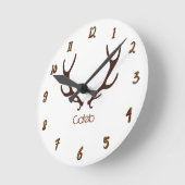 Brawn Rustic Antlers Personalisiert Custom Runde Wanduhr (Winkel)