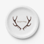 Brawn Rustic Antlers Wedding Reception Party Pappteller (Vorderseite)