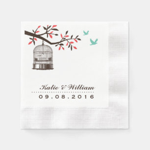 Brawn Rustic Bird Cage Hochzeitspapier Napkins Serviette