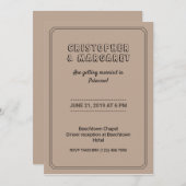 Brawn Rustic Classic Hochzeit Einladung (Vorne/Hinten)