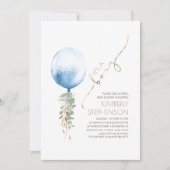 Brawn Sage Green and Blue Boy Baby Dusche Einladung (Vorderseite)