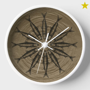 Brawn Sardine Zeichnend Sketch Fish Muster Uhr
