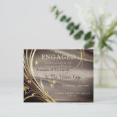 Brawn Satin & Sparkling Blume Verlobung Einladungspostkarte (Stehend Vorderseite)