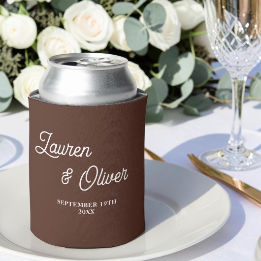 Brawn Script Minimalistisch Wedding Dosenkühler