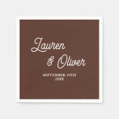 Brawn Script Minimalistisch Wedding Serviette (Vorderseite)