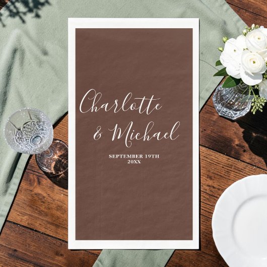 Brawn Script Minimalistisch Wedding Serviette