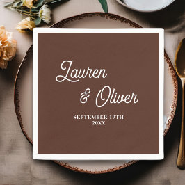 Brawn Script Minimalistisch Wedding Serviette