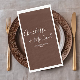 Brawn Script Minimalistisch Wedding Serviette