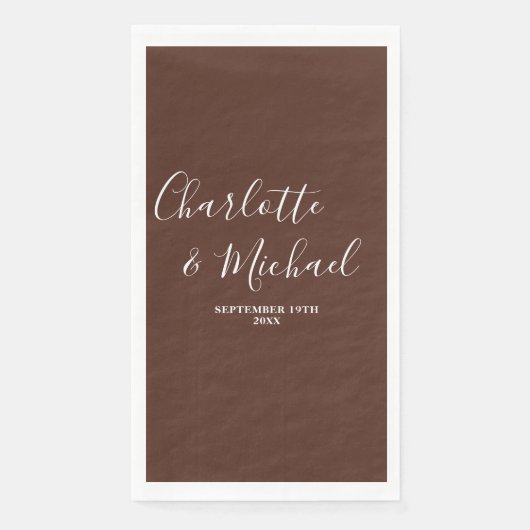 Brawn Script Minimalistisch Wedding Serviette (Vorderseite)