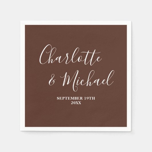 Brawn Script Minimalistisch Wedding Serviette (Vorderseite)