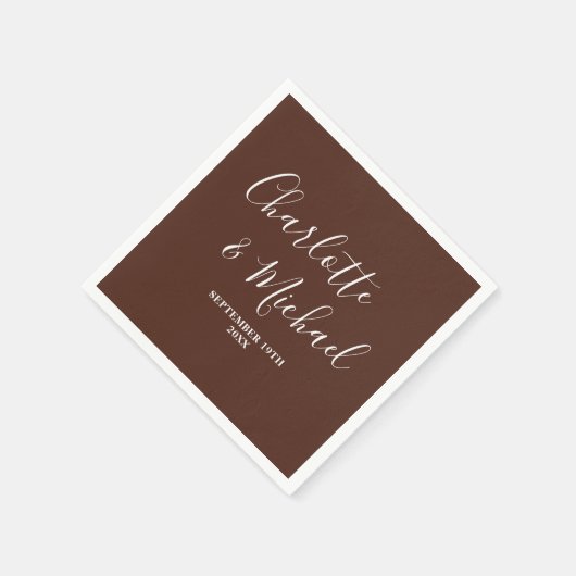 Brawn Script Minimalistisch Wedding Serviette (Ecke)
