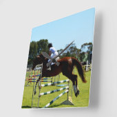 Brawn Show Jumping Horse, Quadratische Wanduhr (Winkel)