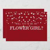 Brawn Sillver Glitzer wirst du mein Blumenmädchen Einladung (Vorne/Hinten)