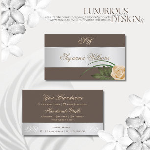 Brawn Silver Decke Niedliche Rose Blume mit Initia Visitenkarte