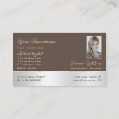 Brawn Silver Deco Schöne Rose Blume mit Foto Visitenkarte (Rückseite)