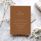 Brawn Simple Minimal Monogram Botanical Wedding Einladung