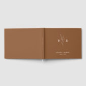 Brawn Simple Minimal Monogram Botanical Wedding Gästebuch (Voll)